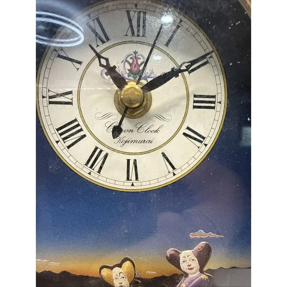 Vintage Sankyo Carousel Clown Clock Clair Lune Musical Taiwan 11-038 Works *